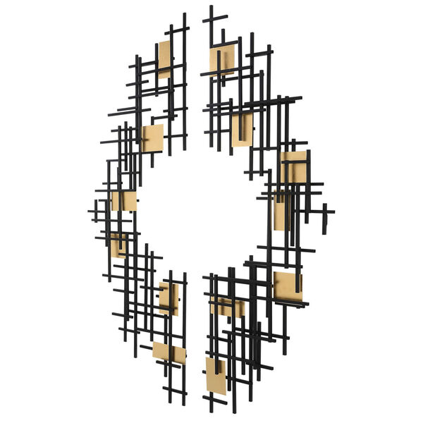Reflection Matte Black and Gold Metal Grid Wall Decor, Set of 2, image 4