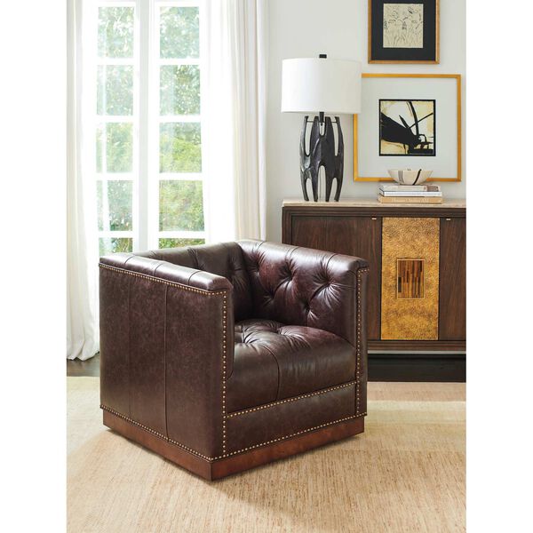 Silverado Walnut Leather Swivel Chair, image 3