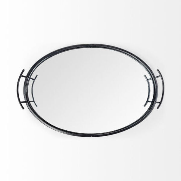 Ansel Black Metal Mirrored Bottom Oval Serving Tray, image 4