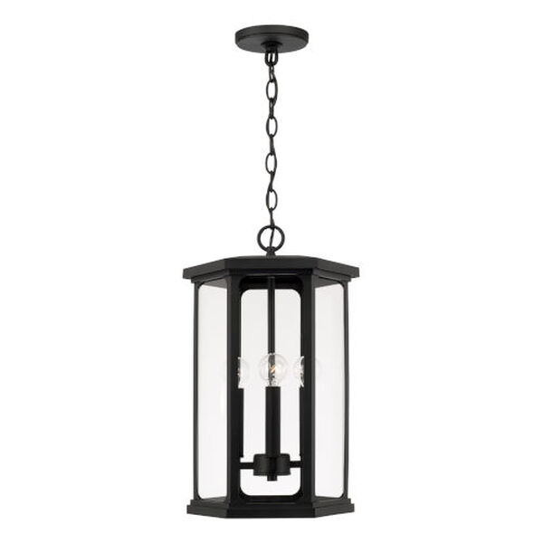 Walton Black Outdoor Four-Light Hangg Lantern with Clear Glass, image 5