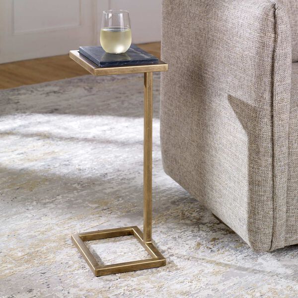 Wellington Aged Gold and Black Marble Martini Table, image 3