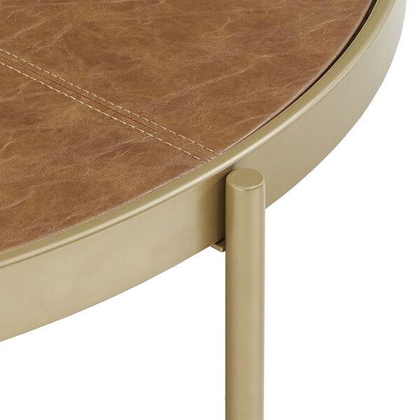 Dawson Gold and Faux Leather Coffee Table, image 4