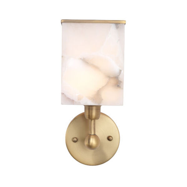 Ghost White Alabaster Antique Brass Metal One-Light Axis Wall Sconce, image 5
