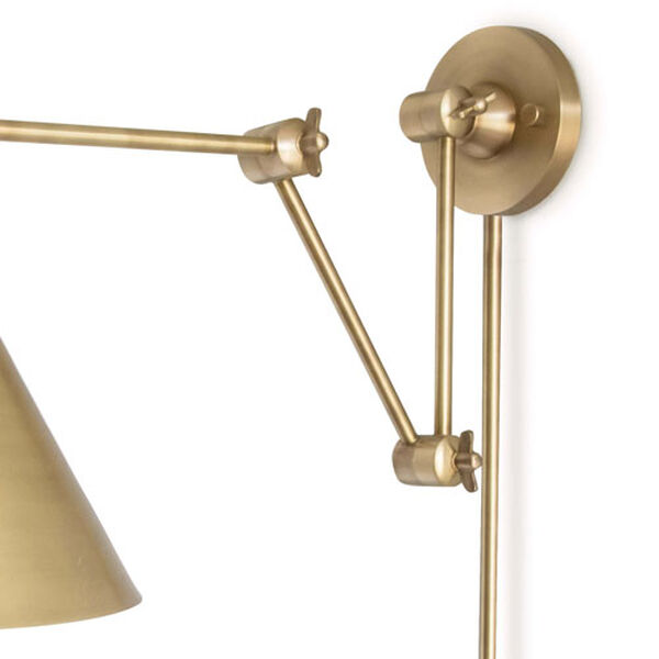 Zig-Zag Task Natural Brass One-Light Swing Arm Wall Lamp, image 6