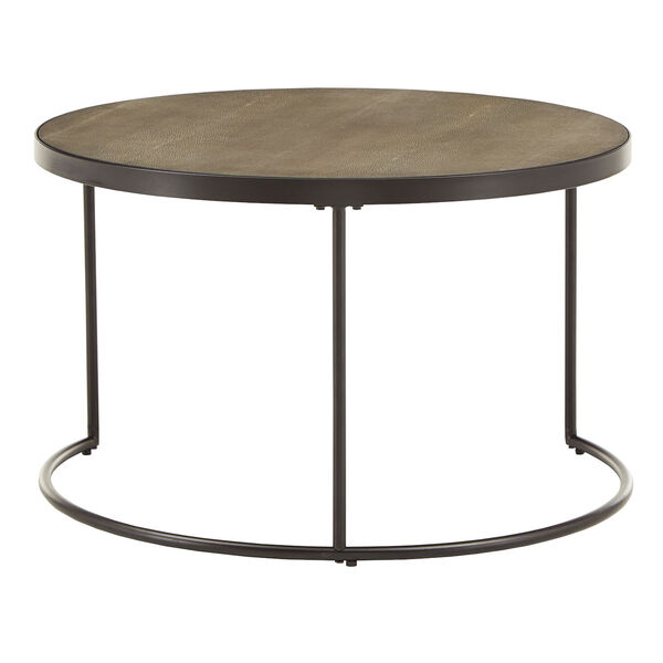 Dublin Black Round Nesting Coffee Table with Faux Stingray Top, image 5