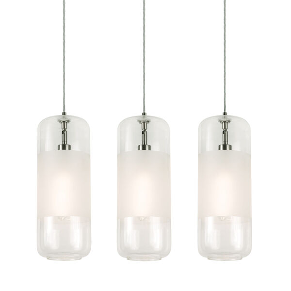Hermosa Satin Nickel Three-Light Linear Pendant with Clear Glass Shade, image 1