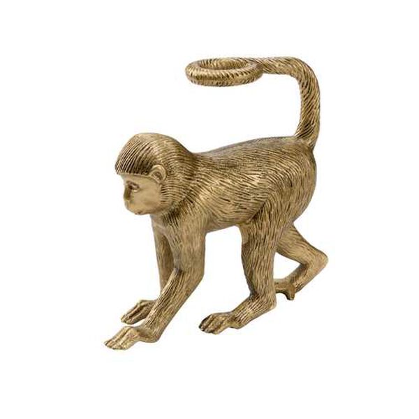 Antique Brass Left Facing Monkey Statue, image 1