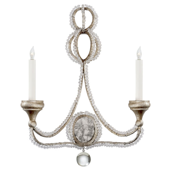 Milan Double Sconce in Venetian Silver with Crystal by Niermann Weeks, image 1
