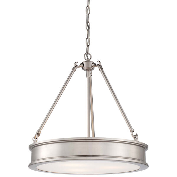 Harbour Point Brushed Nickel Three Light Pendant, image 1