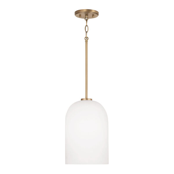 Lawson Aged Brass One-Light Pendant with Soft White Glass, image 1