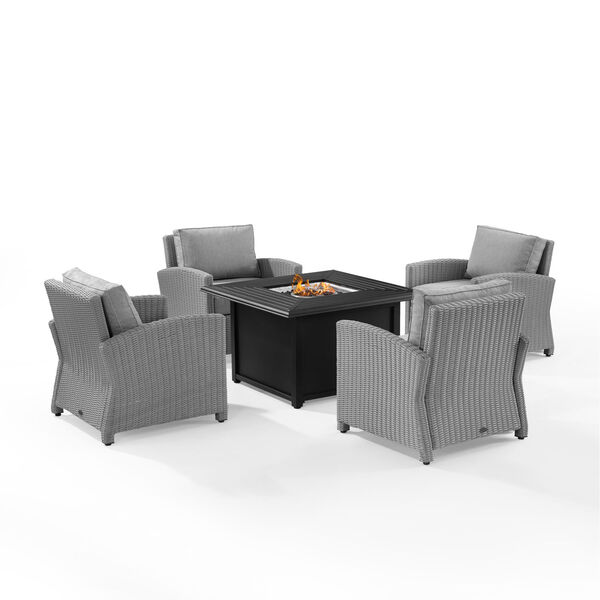 Bradenton Gray Wicker Convers Set with Fire Table, Five-Piece, image 2