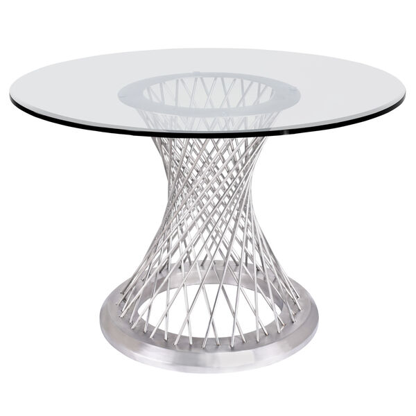 Calypso Brushed Stainless Steel Dining Table, image 1