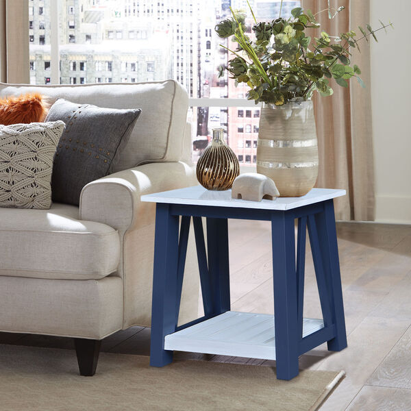 Surrey Blue and Antiqued Chalk Side Table, image 2