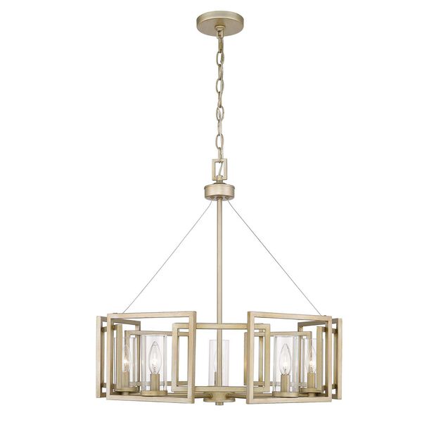 Marco White Gold Five-Light Chandelier with Clear Glass Shade, image 5
