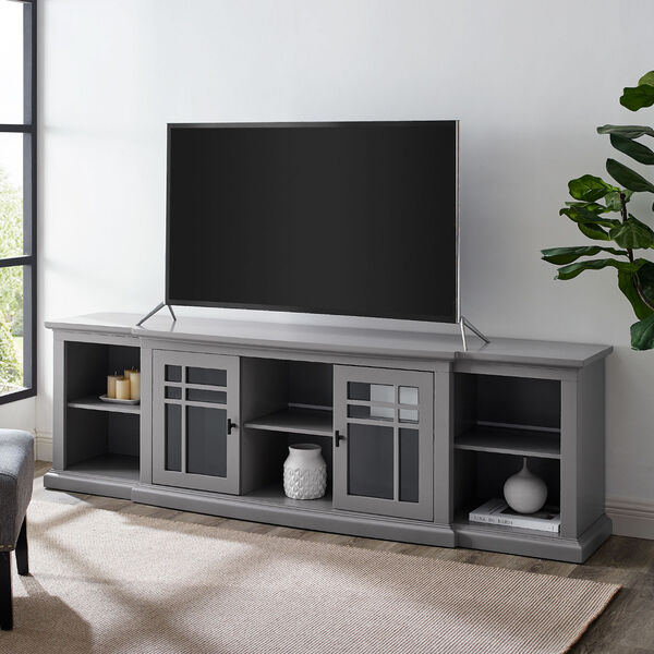 Grey Glass Door Storage TV Stand, image 2