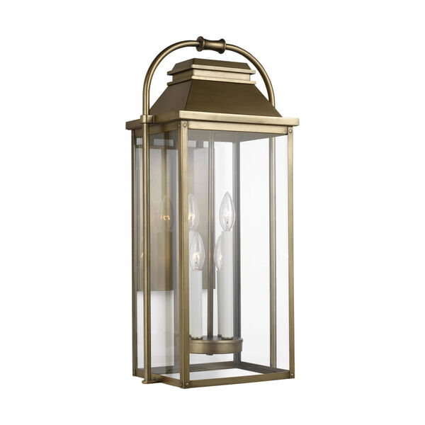 Wellsworth Painted Distressed Brass 13-Inch Four-Light Outdoor Wall Lantern, image 1