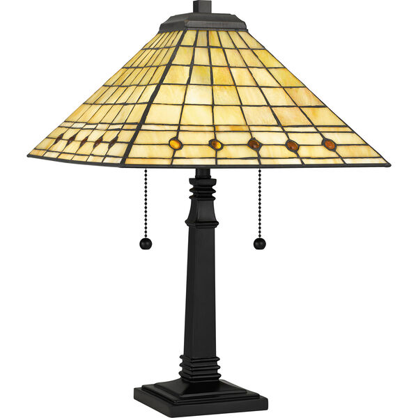 Braden Matte Black Two-Light Tiffany Table Lamp, image 1