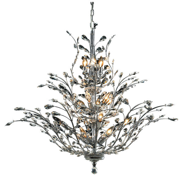 Orchid Chrome Eighteen-Light 41-Inch Chandelier with Royal Cut Clear Crystal, image 1