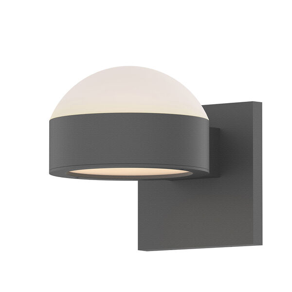 Inside-Out REALS Textured Gray Up Down LED Sconce with Plate Lens and Dome Cap with Frosted White Lens, image 1