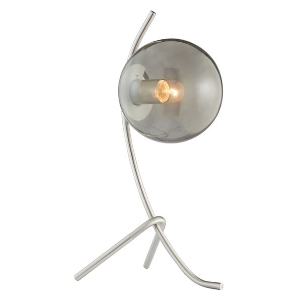 Lancy Brushed Nickel Smoke Glass One-Light Table Lamp, image 1