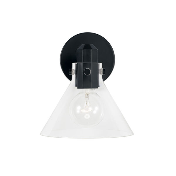 Greer Matte Black One-Light Sconce with Clear Glass, image 4