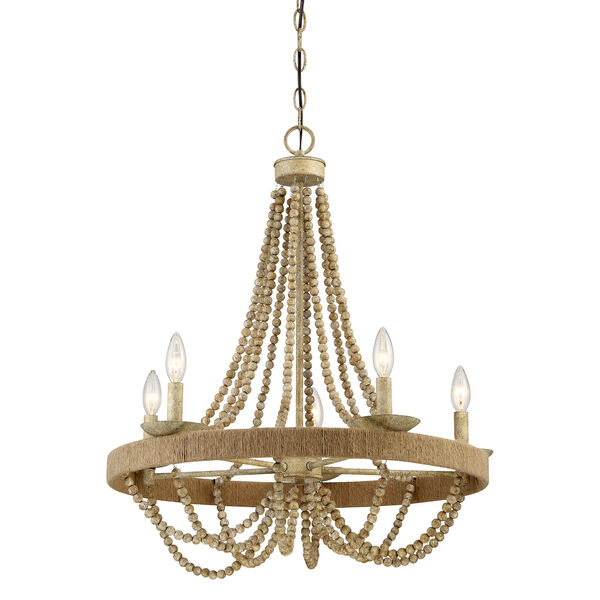 Selby Natural Wood Five-Light Chandelier, image 2