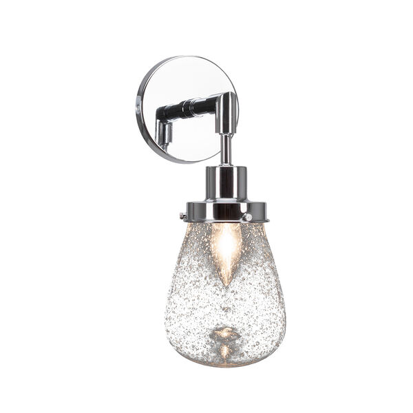 Meridian Chrome One-Light Wall Sconce with Clear Bubble Glass, image 1