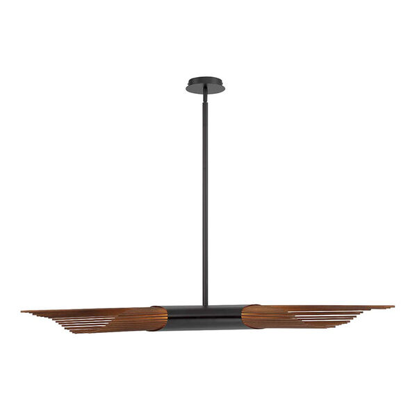 Umura Black and Aged Gold Two-Light LED Linear Chandelier, image 1