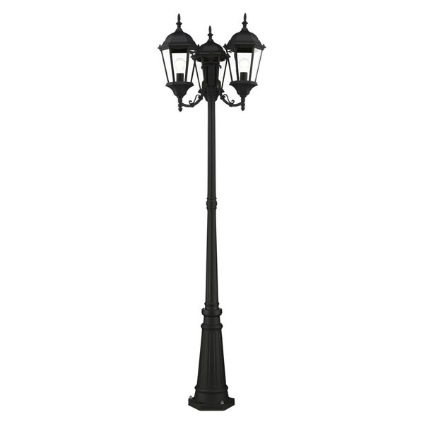 Hamilton Textured Black 25-Inch Three-Light Outdoor Post Lantern, image 3