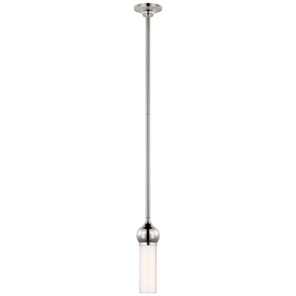 Jeffery Mini Pendant in Polished Nickel with White Glass by Thomas O'Brien, image 1