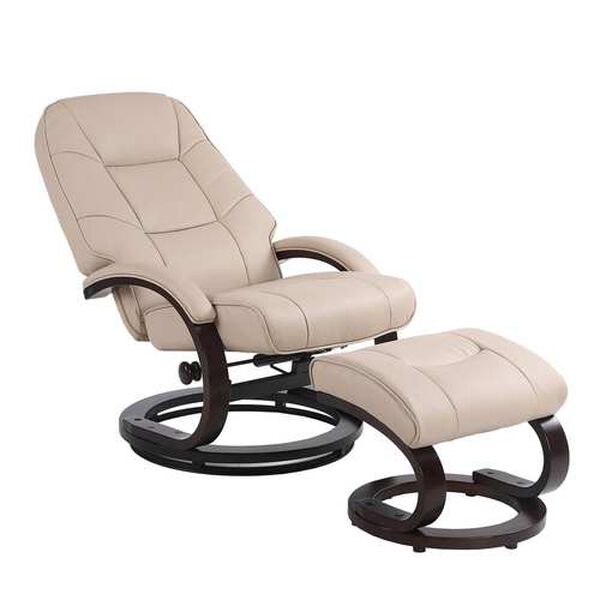 Sundsvall Khaki and Chocolate Air Leather Recliner with Ottoman, Set of 2, image 2