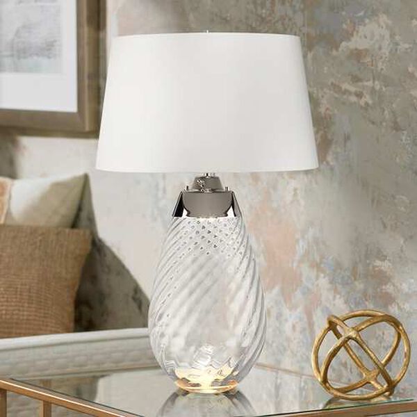 Lena SmokeTwo-Light Table Lamp with Off White Satin Shade, image 2