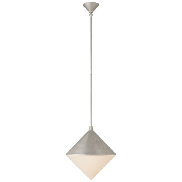 Sarnen Medium Pendant in Burnished Silver Leaf with White Glass by AERIN, image 1
