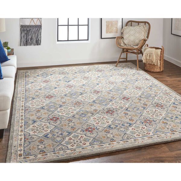 Rylan Taupe Ivory Red Area Rug, image 3
