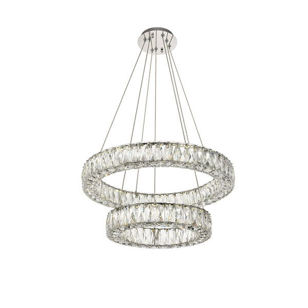 Monroe Chrome 26-Inch Two-Tier LED Chandelier, image 2