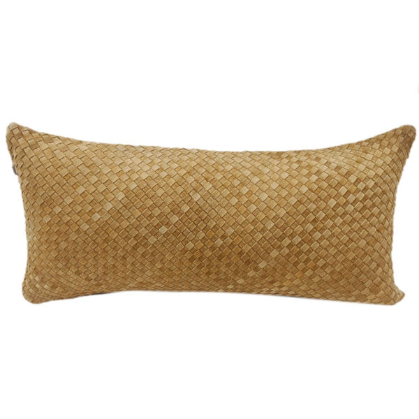Butterscotch 30 In. X 14 In. Woven Suede Throw Pillow, image 1