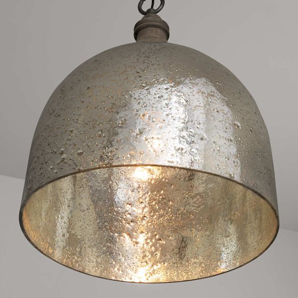 Grey Wash and Pewter 15-Inch One-Light Pendant with Stone Seeded Mercury Glass, image 2