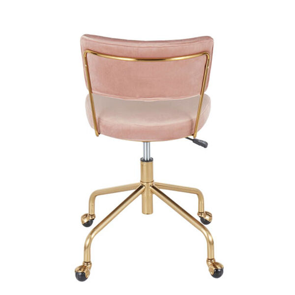 Tania Gold and Pink Velvet Task Chair, image 4