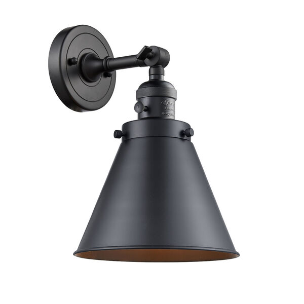 Appalachian Matte Black One-Light Wall Sconce High-Low Off Switch, image 1