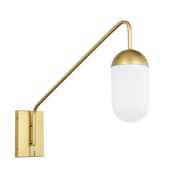 Kace Brass One-Light Wall Sconce with Frosted White Glass, image 4