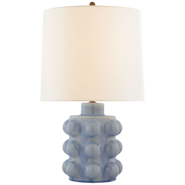 Vedra Medium Table Lamp in Polar Blue Crackle with Linen Shade by AERIN, image 1
