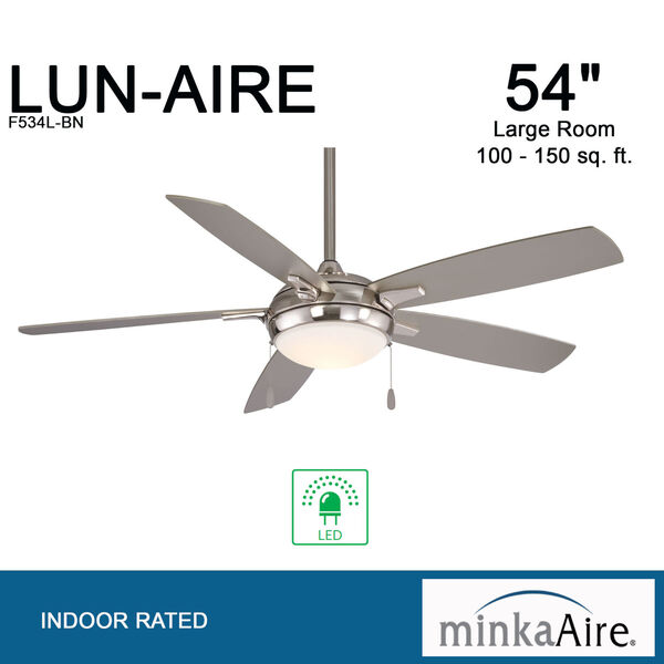 Lun-Aire Brushed Nickel LED Ceiling Fan, image 11