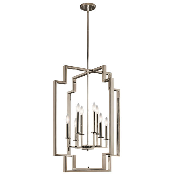 Downtown Deco Polished Nickel 24-Inch Eight-Light 2 Tier Abstract Chandelier, image 1