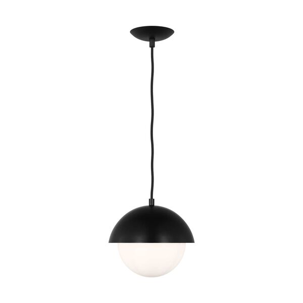 Hyde Midnight Black One-Light Small Mini Pendant with Opal Glass Shade by Drew and Jonathan, image 1