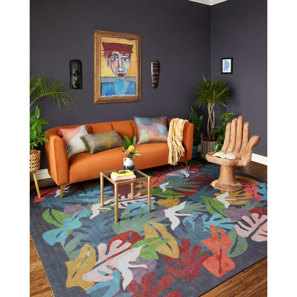 Pisolino Black with Multicolored Leaves Indoor/Outdoor Area Rug, image 2