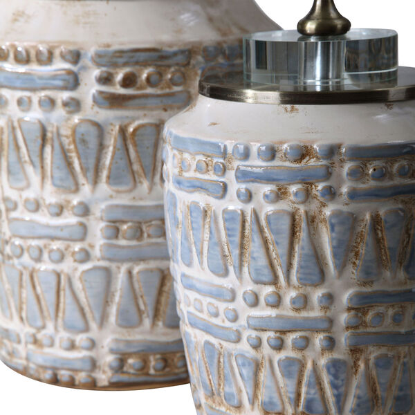 Lenape Cream, Light Blue, and Taupe Ceramic Bottles, Set of 2, image 2