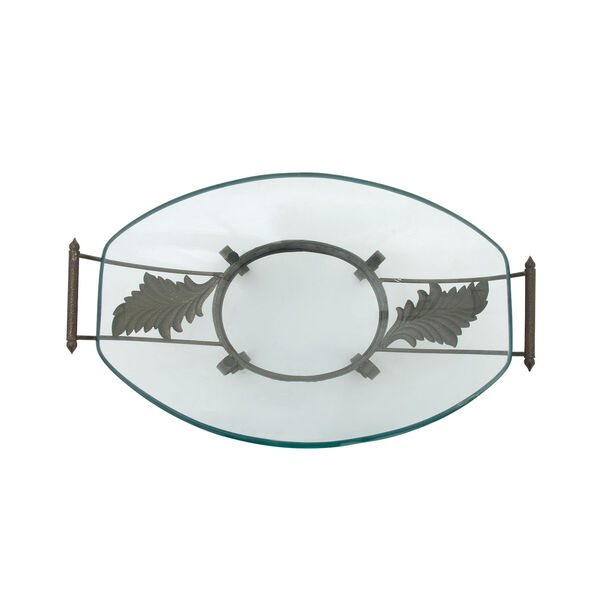 Brown Glass and Metal Serving Bowl, image 4