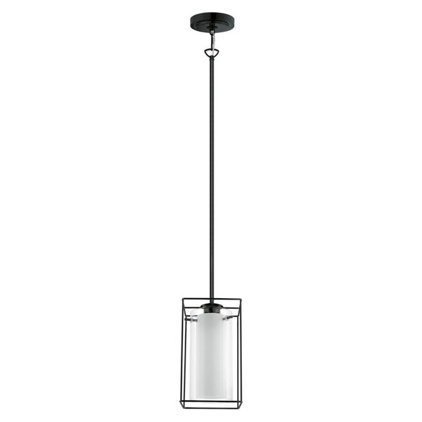 Loncino Structured Black One-Light Mini Pendant with Clear Glass, image 1