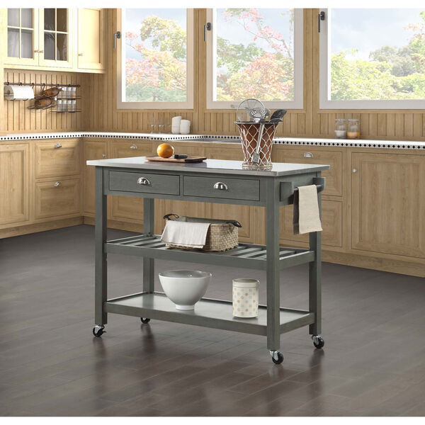 American Heritage 3 Tier Stainless Steel Kitchen Cart with Drawers, image 1