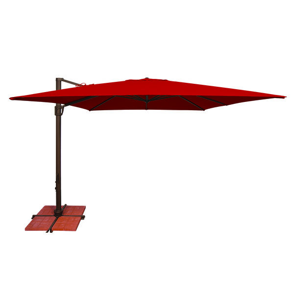 Bali 10 Foot Sunbrella Jockey Red Square Umbrella and Cross Base Stand, image 1